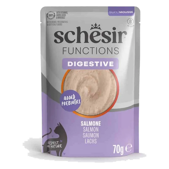 Schesir functions digestive salmón mousse 70 gr para gatos