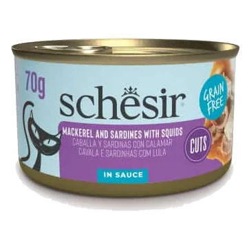 Schesir grill caballa y sardinas con calamar 70 gr en salsa para gatos