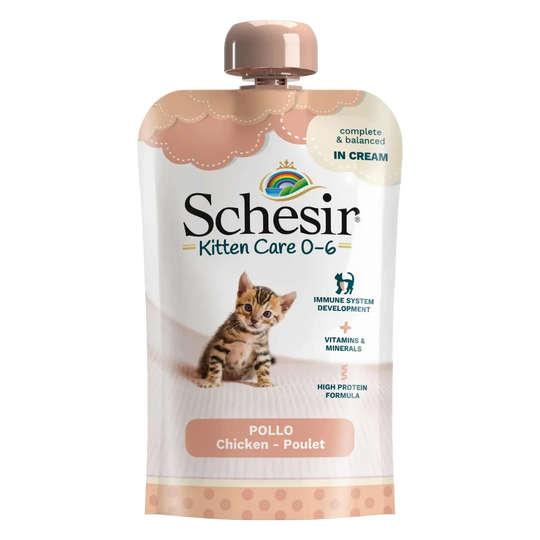 Schesir kitten crema pollo 0-6 meses 150 gr para gatos
