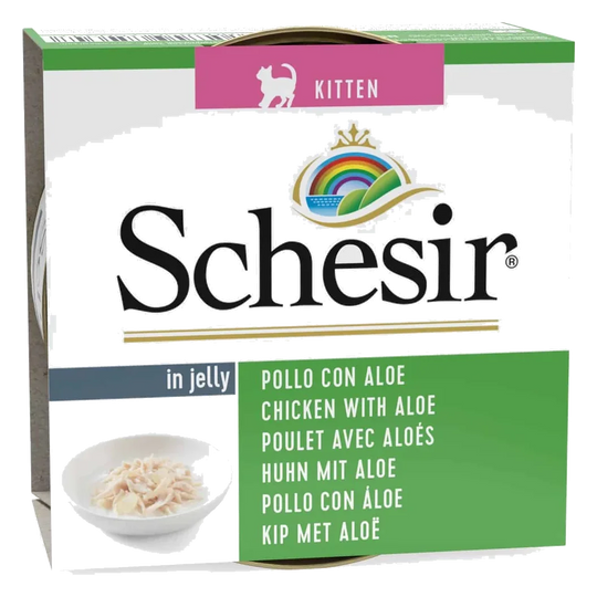 Schesir Lata Filetes de pollo con aloe Kitten 85g para gatos