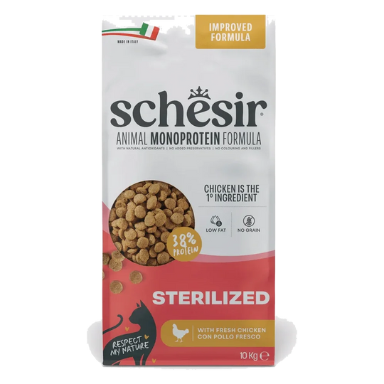 Schesir pienso animal protein esterelizado pollo 10 kg para gatos