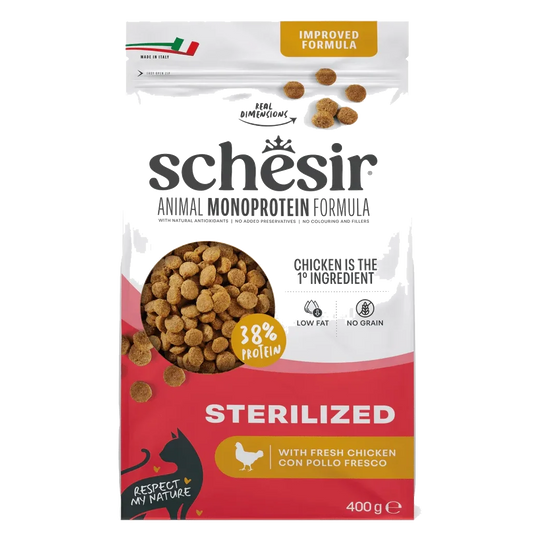 Schesir pienso animal protein esterelizado pollo 400 gr para gatos