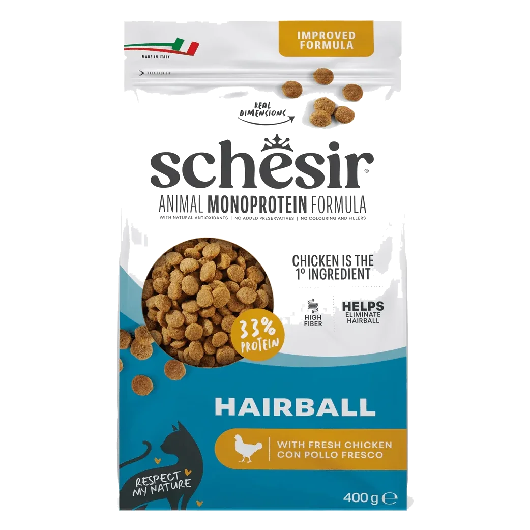 Schesir pienso animal protein hairball 400 gr para gatos