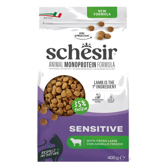 Schesir pienso animal protein sensitive cordero 400 gr para gatos