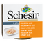 Detalle de la etiqueta de pollo y aloe del envase Schesir para perros