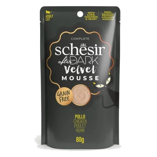 Schesir pouch After Dark velvet pollo 80 gr para gatos