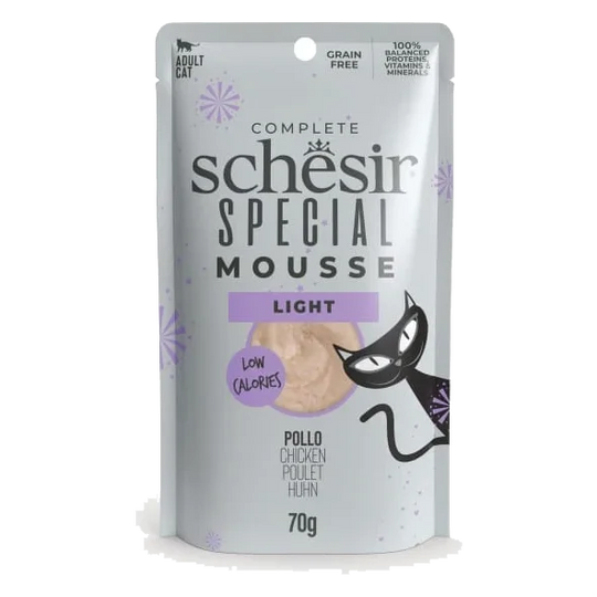 Schesir pouch mousse light con pollo para gatos