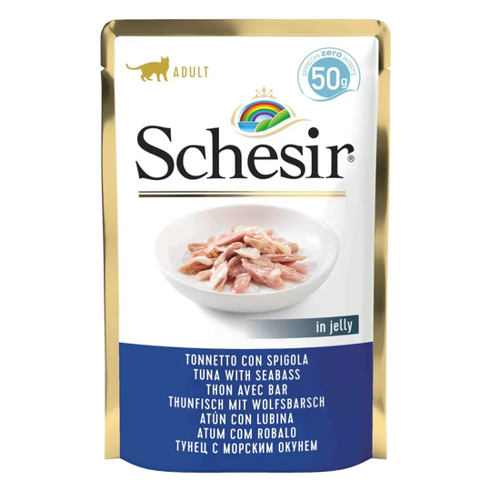 Schesir Sobre Atún con lubina 50g para gatos