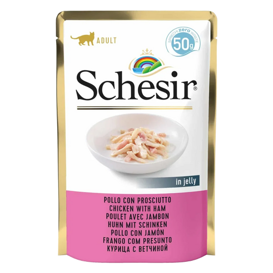 Schesir Sobre pollo con jamón 50g para gatos
