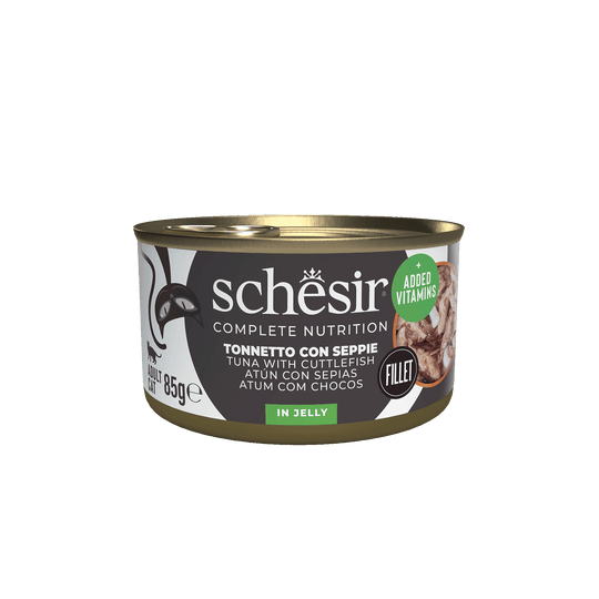 Schesir Lata Atún con sepia 85 gr alimento completo para gatos