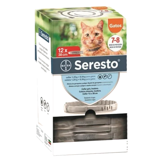 Seresto Collar Bayer gato. Envase de plástico sin lata