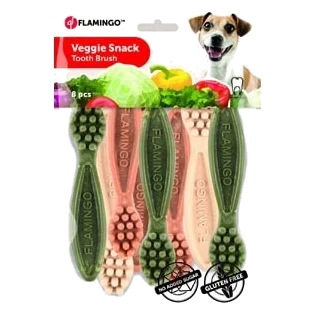 Snack dental veggie en forma de cepillo para perros, en blíster