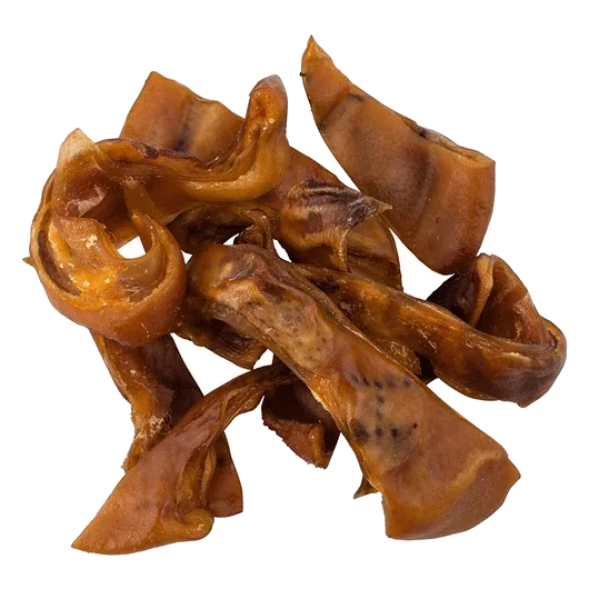 Snack natural de tiras de oreja de cerdo deshidratada para perros