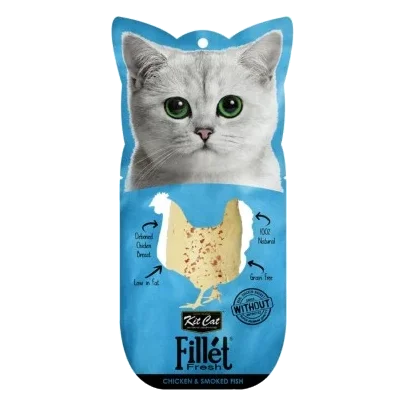 Snack para gatos Kit Cat FilletFresh pollo y pescado ahumado