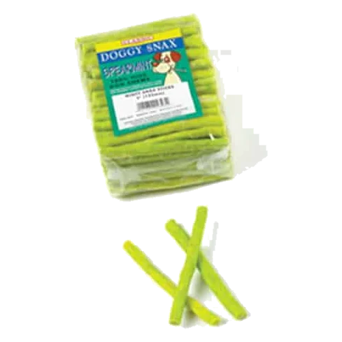 Snacks de piel Menta, bolsa de 100 unidades para perros