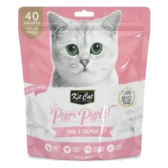 Snacks para gatos Kit Cat PurrPuree atún y salmón 40x15 g