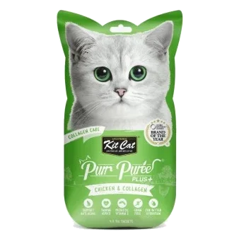 Snacks para gatos Kit Cat PurrPuree Plus pollo con colágeno