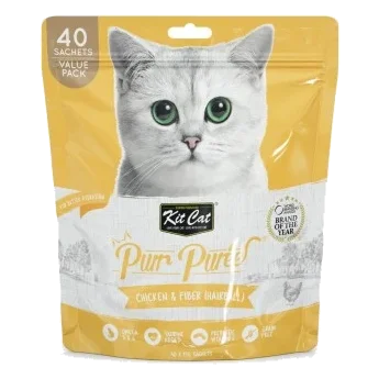 Snacks para gatos Kit Cat PurrPuree pollo y fibra 40x15 g
