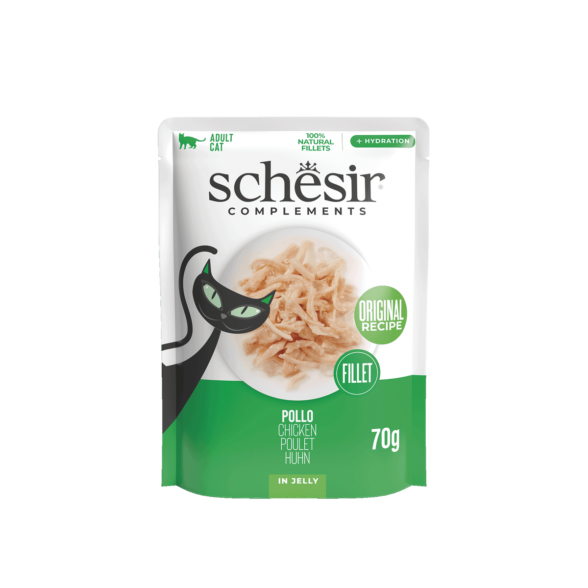 Schesir Sobre Filetes de pollo 70 gr para gatos