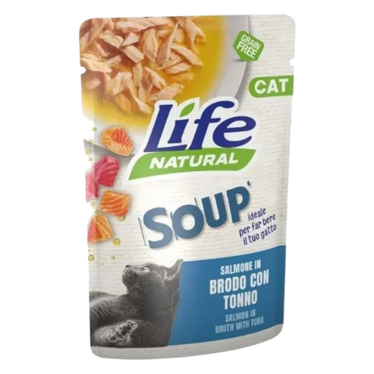 Sopa life cat salmón con atún 60 gr para gatos