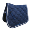 Sudadero de salto para caballo azul marino con acolchado en rombos y doble cordón blanco