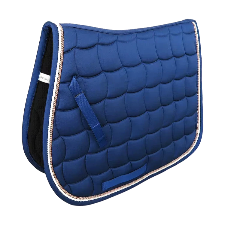 Sudadero de salto para caballo azul con acolchado ondulado