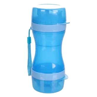 Taza de viaje 2 en 1 Bassie para agua y comida, azul, para perros