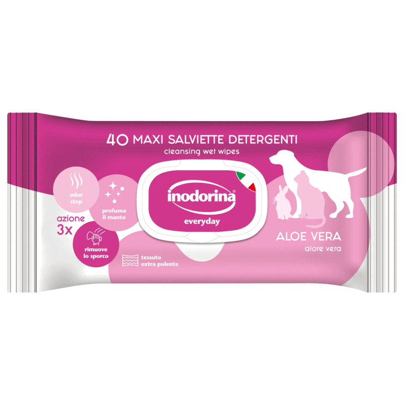 Toallitas inodorina con aloe vera para perros