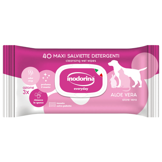 Toallitas inodorina con aloe vera para perros