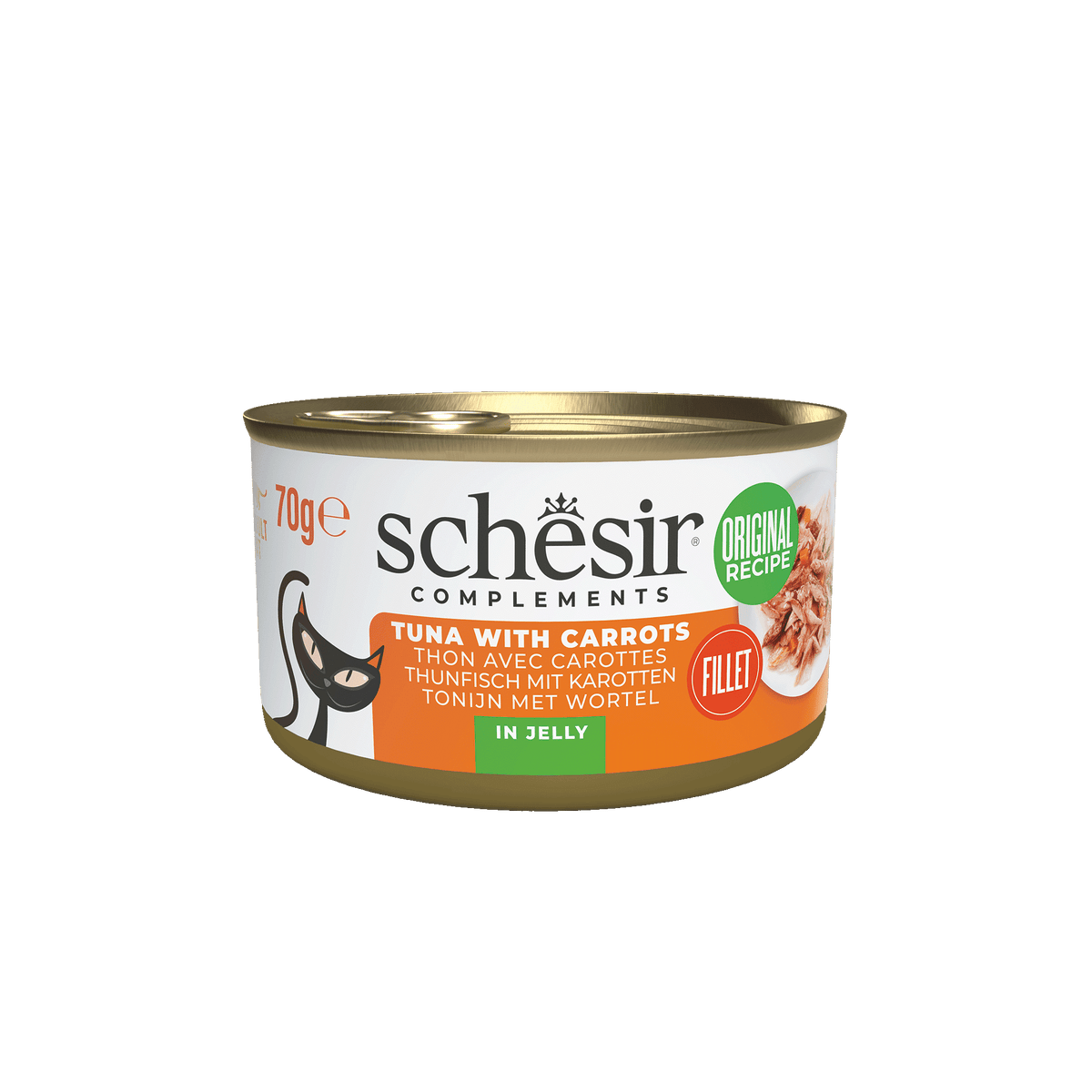 Schesir Lata Atún con zanahoria con gelatina 70 para gatos